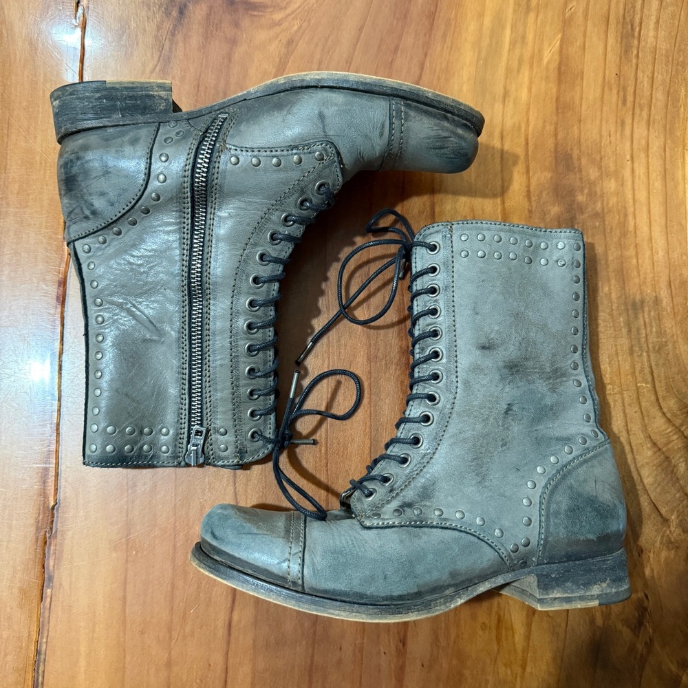 Diesel Women's Leather Boots 37 US 7 Combat Zip Moto Lace up